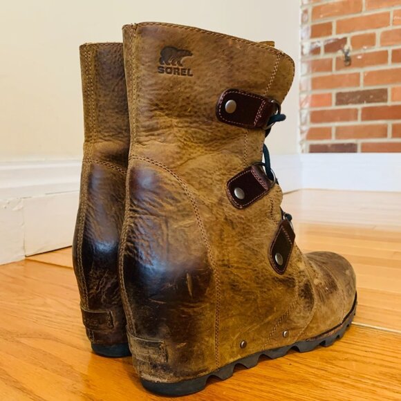 Sorel JOAN Of ARTIC WEDGE BOOTS KETTLE!! Lace Up Waterproof Women Size 11 - Picture 9 of 13